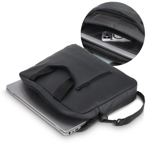 PU SoMa laptop messenger tas 28 x 38 x 5 cm zwart