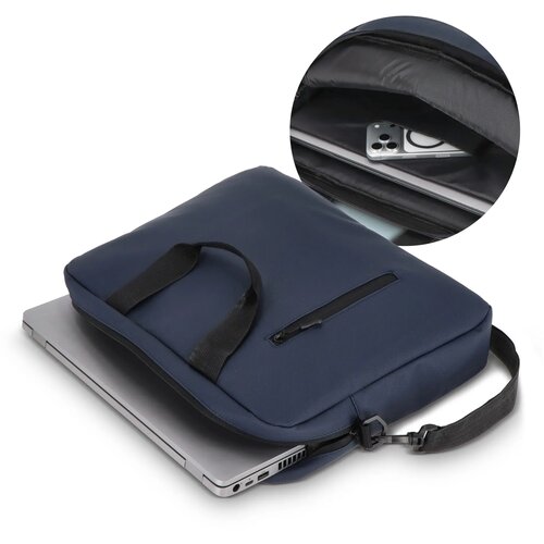 PU SoMa laptop messenger tas 28 x 38 x 5 cm donkerblauw