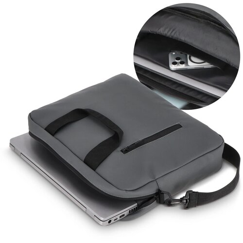 PU SoMa laptop messenger tas 28 x 38 x 5 cm grijs