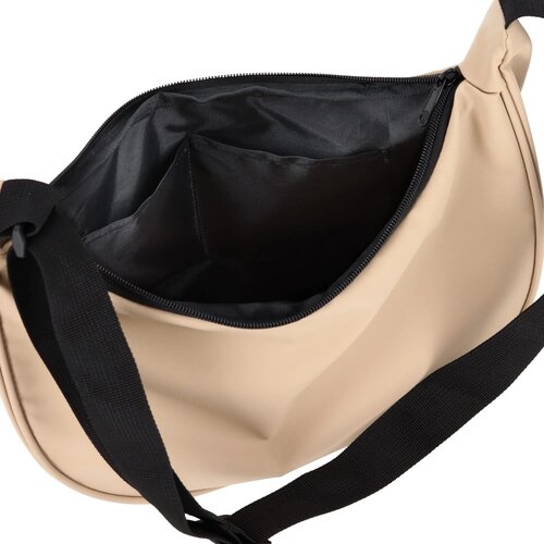 PU-gecoat R-PET 600D halve maan sling tas ecru