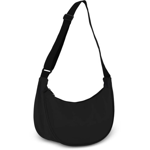 PU-gecoat R-PET 600D halve maan sling tas zwart