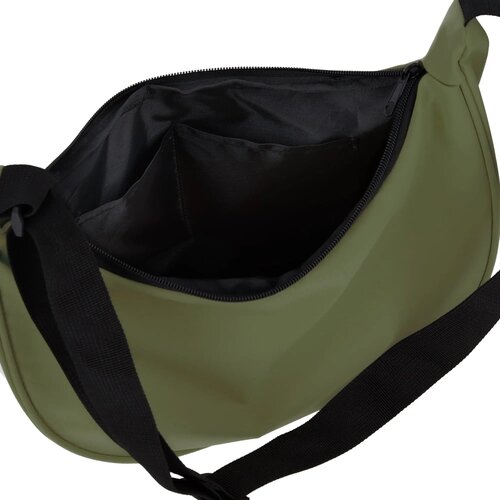 PU-gecoat R-PET 600D halve maan sling tas olijfgroen