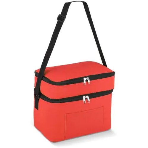 R-PET 600D koeltas met dubbele compartimenten, 30 x 20 x 24 cm, 12L rood