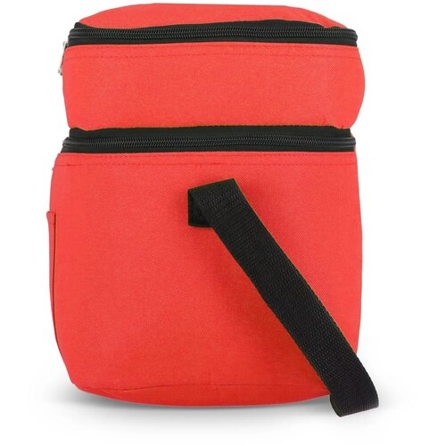 R-PET 600D koeltas met dubbele compartimenten, 30 x 20 x 24 cm, 12L rood