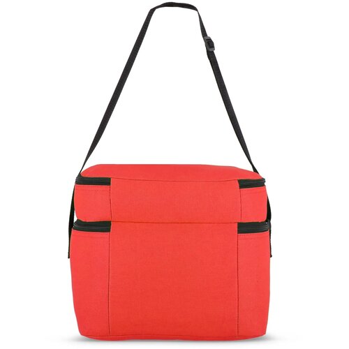 R-PET 600D koeltas met dubbele compartimenten, 30 x 20 x 24 cm, 12L rood