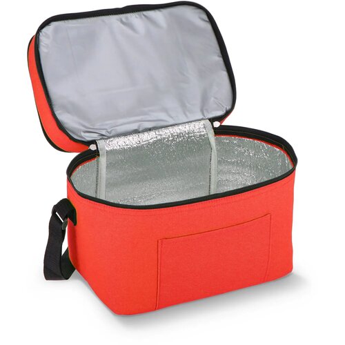 R-PET 600D koeltas met dubbele compartimenten, 30 x 20 x 24 cm, 12L rood