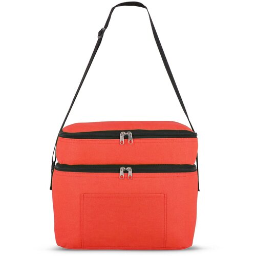 R-PET 600D koeltas met dubbele compartimenten, 30 x 20 x 24 cm, 12L rood