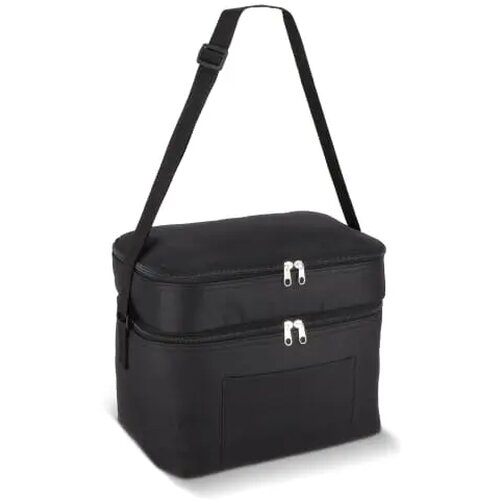 R-PET 600D koeltas met dubbele compartimenten, 30 x 20 x 24 cm, 12L zwart
