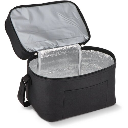 R-PET 600D koeltas met dubbele compartimenten, 30 x 20 x 24 cm, 12L zwart