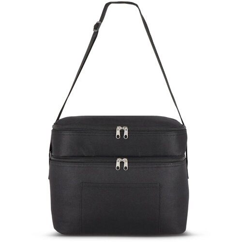 R-PET 600D koeltas met dubbele compartimenten, 30 x 20 x 24 cm, 12L zwart