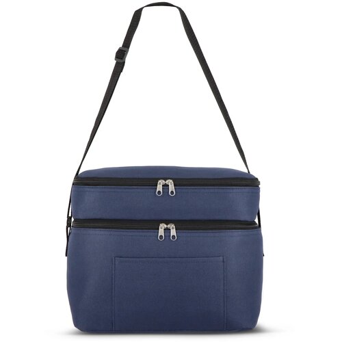 R-PET 600D koeltas met dubbele compartimenten, 30 x 20 x 24 cm, 12L donkerblauw