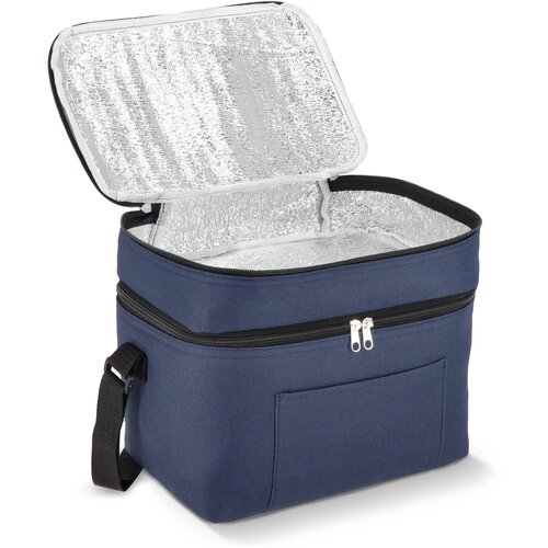 R-PET 600D koeltas met dubbele compartimenten, 30 x 20 x 24 cm, 12L donkerblauw