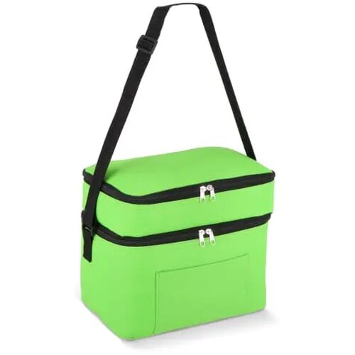 R-PET 600D koeltas met dubbele compartimenten, 30 x 20 x 24 cm, 12L lichtgroen