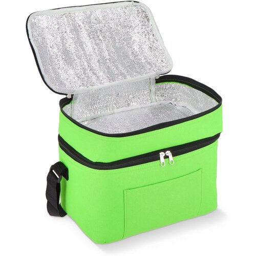 R-PET 600D koeltas met dubbele compartimenten, 30 x 20 x 24 cm, 12L lichtgroen
