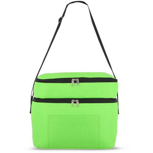 R-PET 600D koeltas met dubbele compartimenten, 30 x 20 x 24 cm, 12L lichtgroen