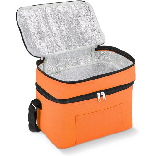 R-PET 600D koeltas met dubbele compartimenten, 30 x 20 x 24 cm, 12L oranje