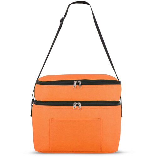 R-PET 600D koeltas met dubbele compartimenten, 30 x 20 x 24 cm, 12L oranje