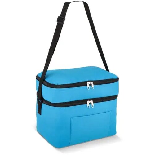 R-PET 600D koeltas met dubbele compartimenten, 30 x 20 x 24 cm, 12L lichtblauw