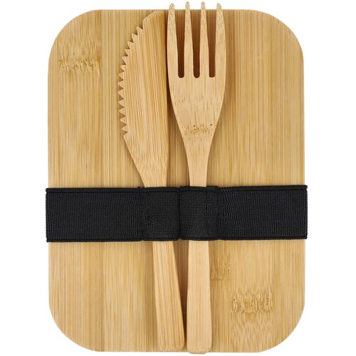 Roestvrij stalen lunchbox met bamboo deksel zilver