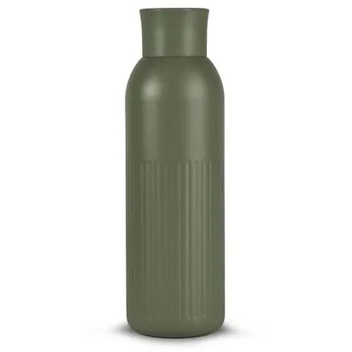 Sagaform Tekla Push stalen fles met druk dop gerecycled) 500 ml dried green 500 ml