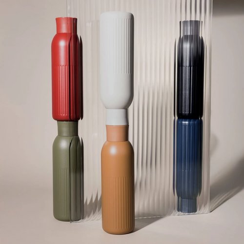 Sagaform Tekla Push stalen fles met druk dop gerecycled) 500 ml donker rood 500 ml