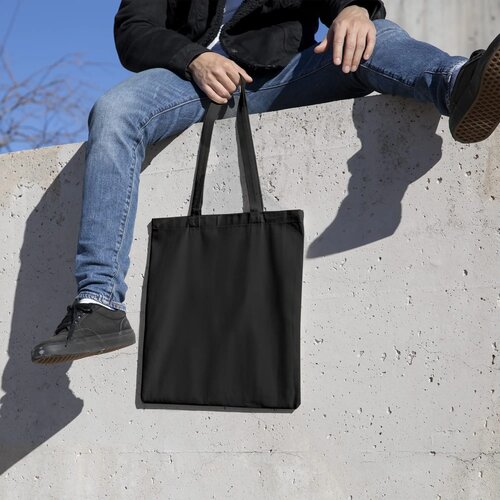 Schoudertas katoen OEKO-TEX® 140g/m² 38x42cm zwart