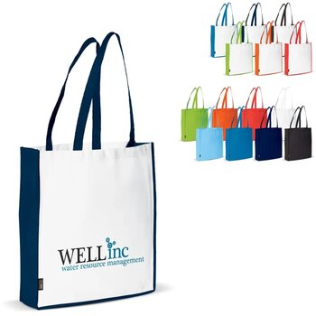 Schoudertas non-woven 75g/m² wit / lichtgroen