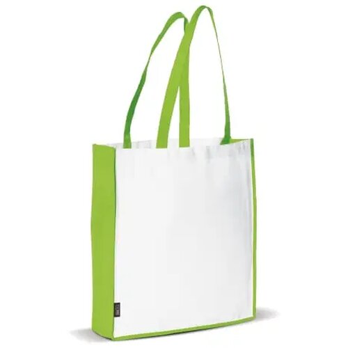 Schoudertas non-woven 75g/m² wit / lichtgroen