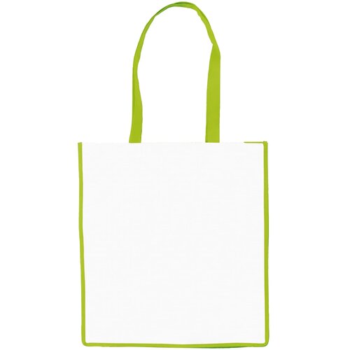 Schoudertas non-woven 75g/m² wit / lichtgroen