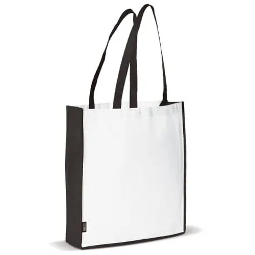 Schoudertas non-woven 75g/m² wit / zwart
