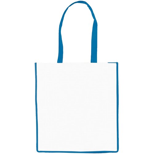 Schoudertas non-woven 75g/m² wit / blauw