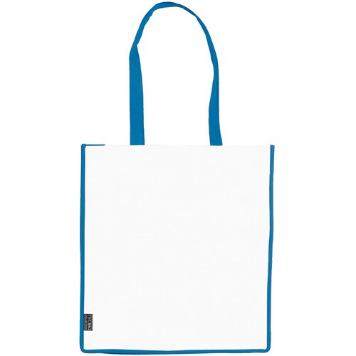 Schoudertas non-woven 75g/m² wit / blauw