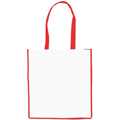 Schoudertas non-woven 75g/m² wit / rood
