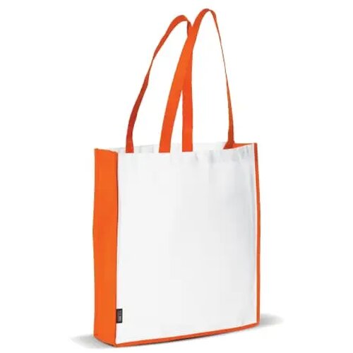Schoudertas non-woven 75g/m² wit / oranje