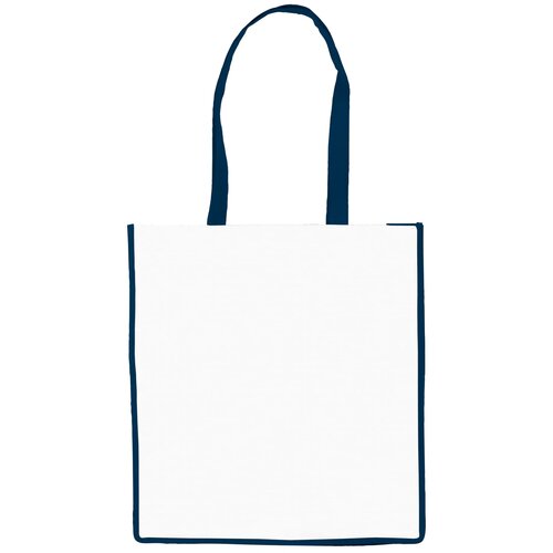 Schoudertas non-woven 75g/m² wit / donkerblauw