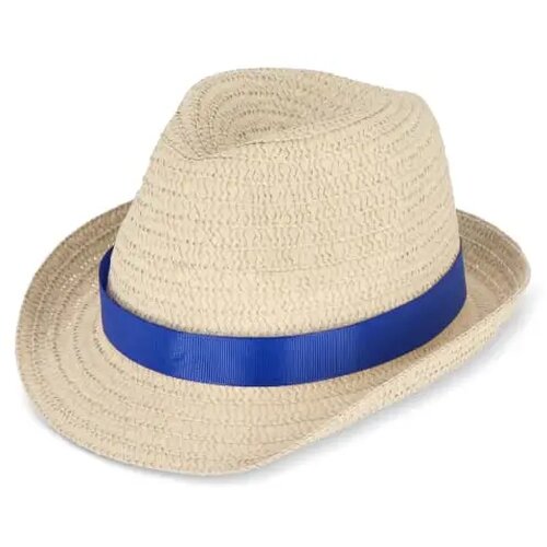Strohoed met gekleurde band donkerblauw