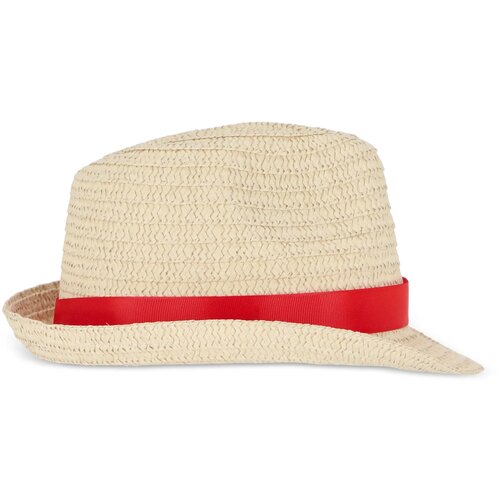 Strohoed met gekleurde band rood