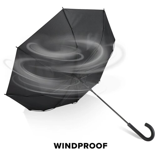 Verdure 190T Pongee 23" Winddichte haakparaplu Auto open zwart