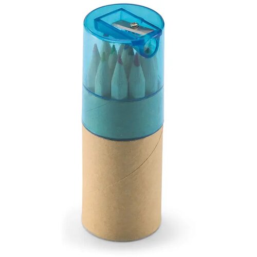 12 kleurpotloden in koker Lambut transparant blauw