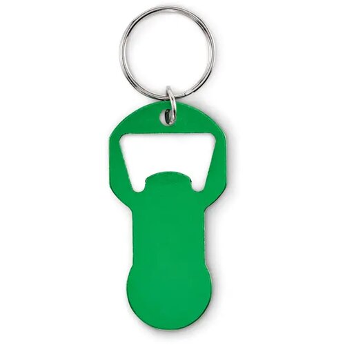 Alu sleutelhanger flesopener Clave groen