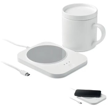 Draadl mokwarmer & oplader set Siroter wit