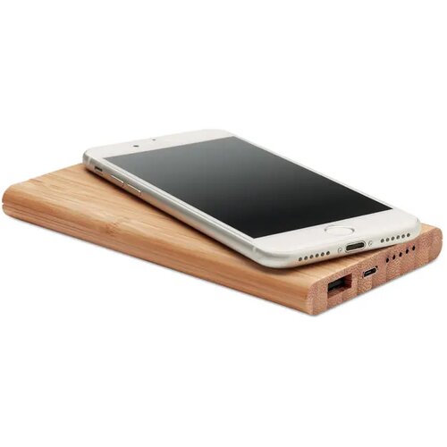 Draadloze bamboe powerbank Arena hout