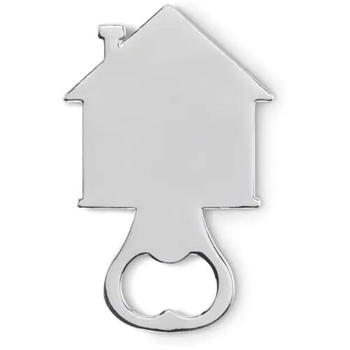 Flesopener in huisvorm. Myhouse mat zilver