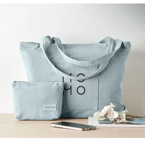 Grote corduroy boodschappentas Cordy g babyblauw