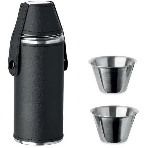 Heupfles met shot cups Cocoon zwart