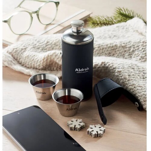 Heupfles met shot cups Cocoon zwart