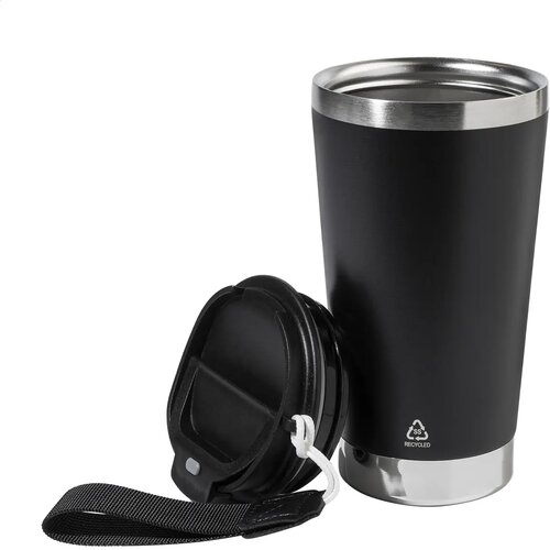 Gerecyclede Rvs Thermosbeker (430 Ml) Zwart 430 ml