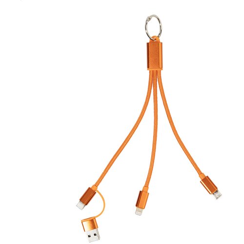 Rafob Sleutelhanger Usb Oplader Kabel Oranje