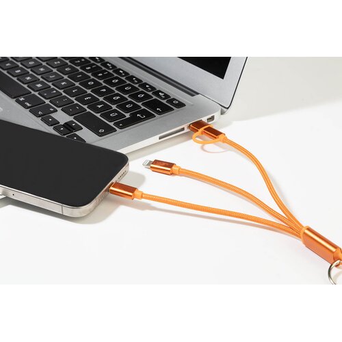 Rafob Sleutelhanger Usb Oplader Kabel Oranje