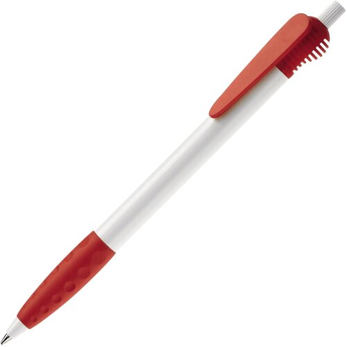 Balpen Cosmo grip hardcolour wit / rood